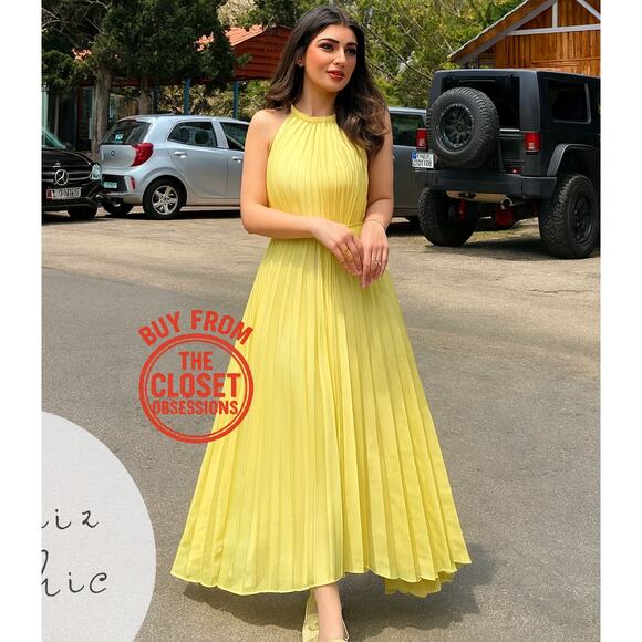 MANGO BLOGGER FAVE!!! Pleated Midi Dress NWT - Picture 2 of 16